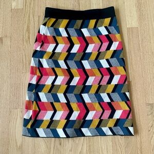 Mod Style geometric Chevron Patterned knit pencil Skirt small retro twee 60s 70s